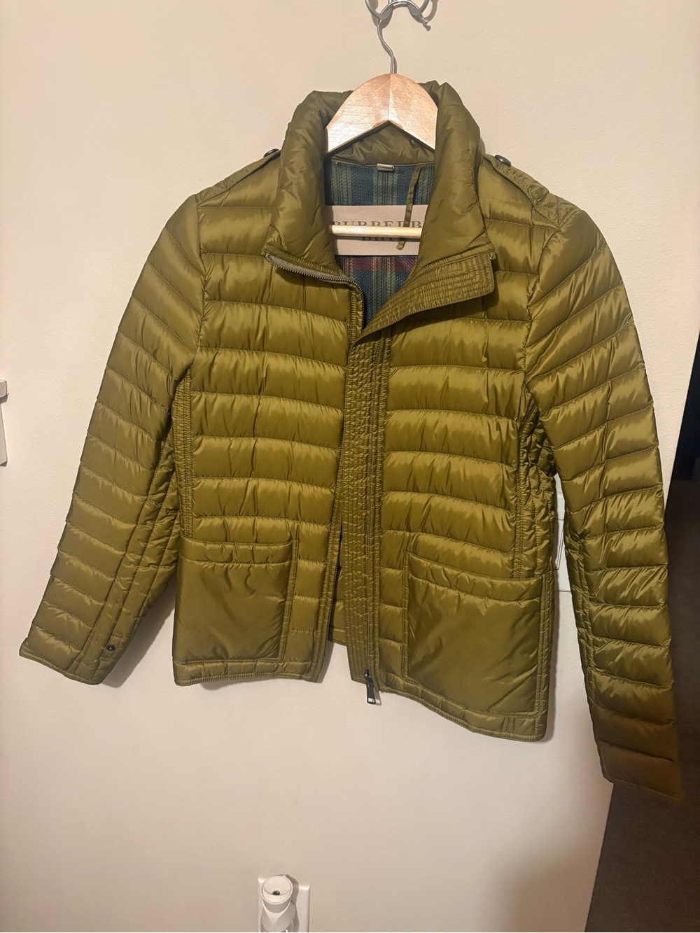 Burberry Olive Green Quilted Puffer Jacket